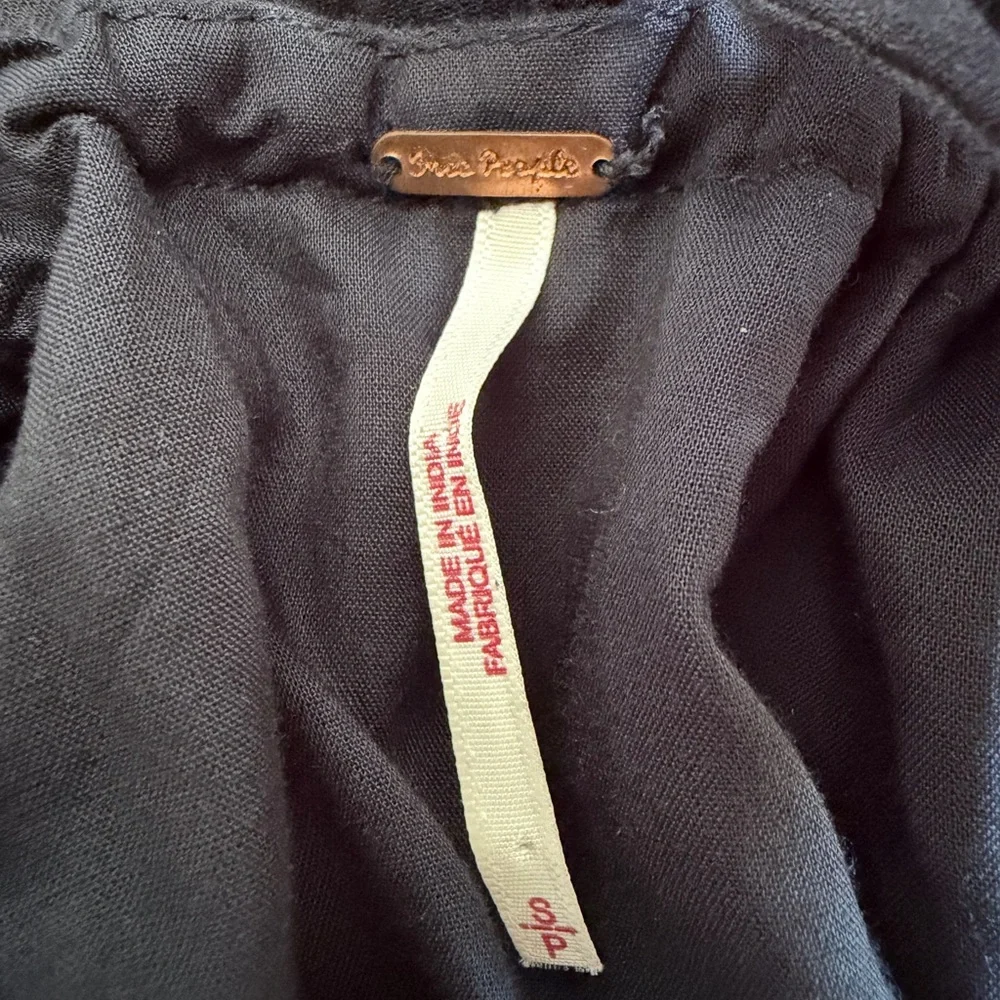 Free People Let’s Be Friends Black Summer Midi Dress Women’s Size S Puff Sleeve - Picture 14 of 16